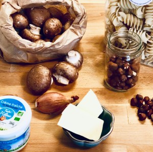 Pâtes - Champigons - Crème - Noisettes - Echalote - Blog - Recette