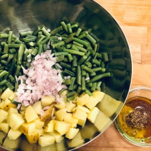 Salade,Haricots verts,Pommes de terre,Echalotes, Recette, Blog