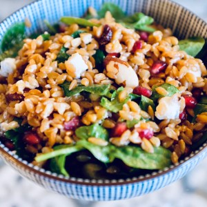 Salade - petit épeautre - grenade - veggie - blog - épinard
