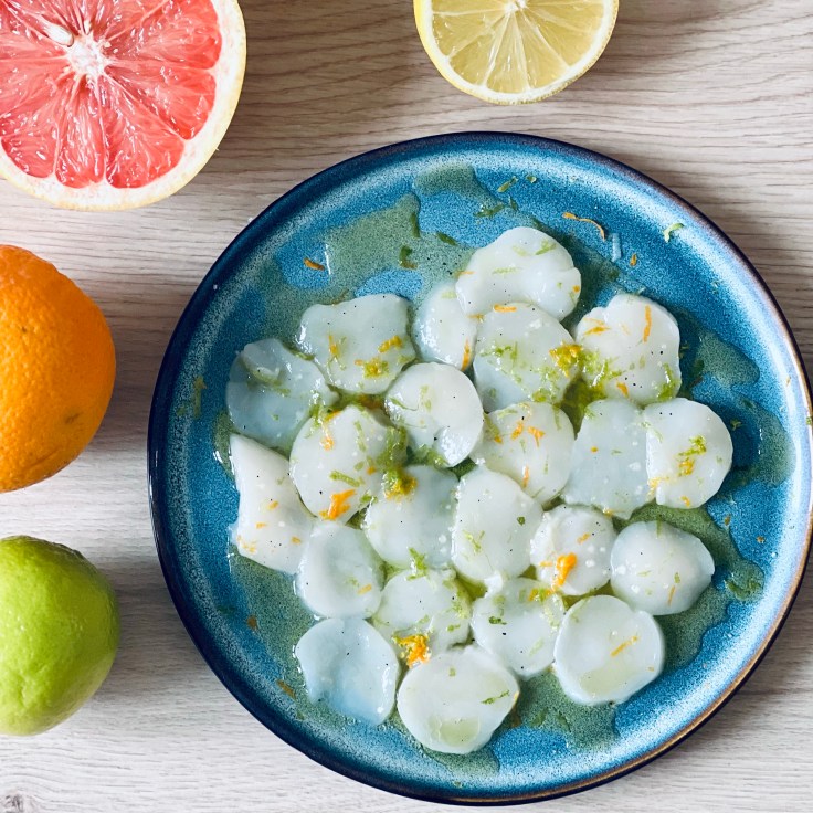 Carpaccio de Saint-Jacques - huile d'olive - agrumes - blog